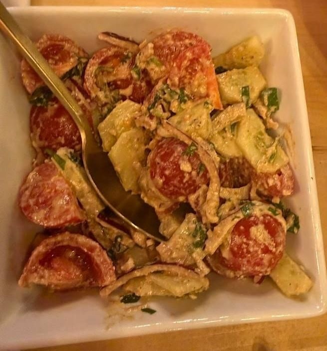 Walnut Cucumber & Tomato Salad — Georgia's favorite salad, dressed with walnut sauce.
