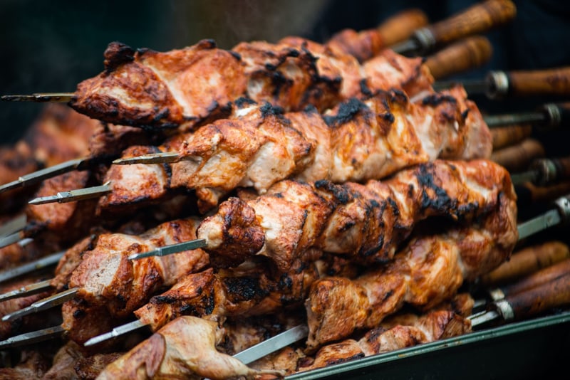 Pork Barbecue (Mtsvadi) — Georgian barbecue: juicy pork skewers straight from the fire.